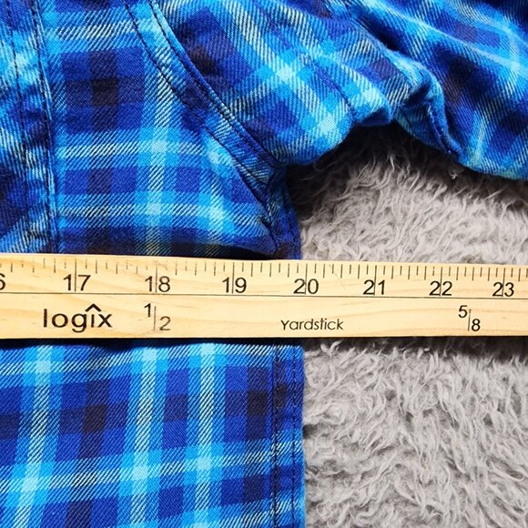 Duluth Shirt Mens Small Blue Plaid Button-Down Cotton Polyester Long Sleeve - Picture 5 of 9